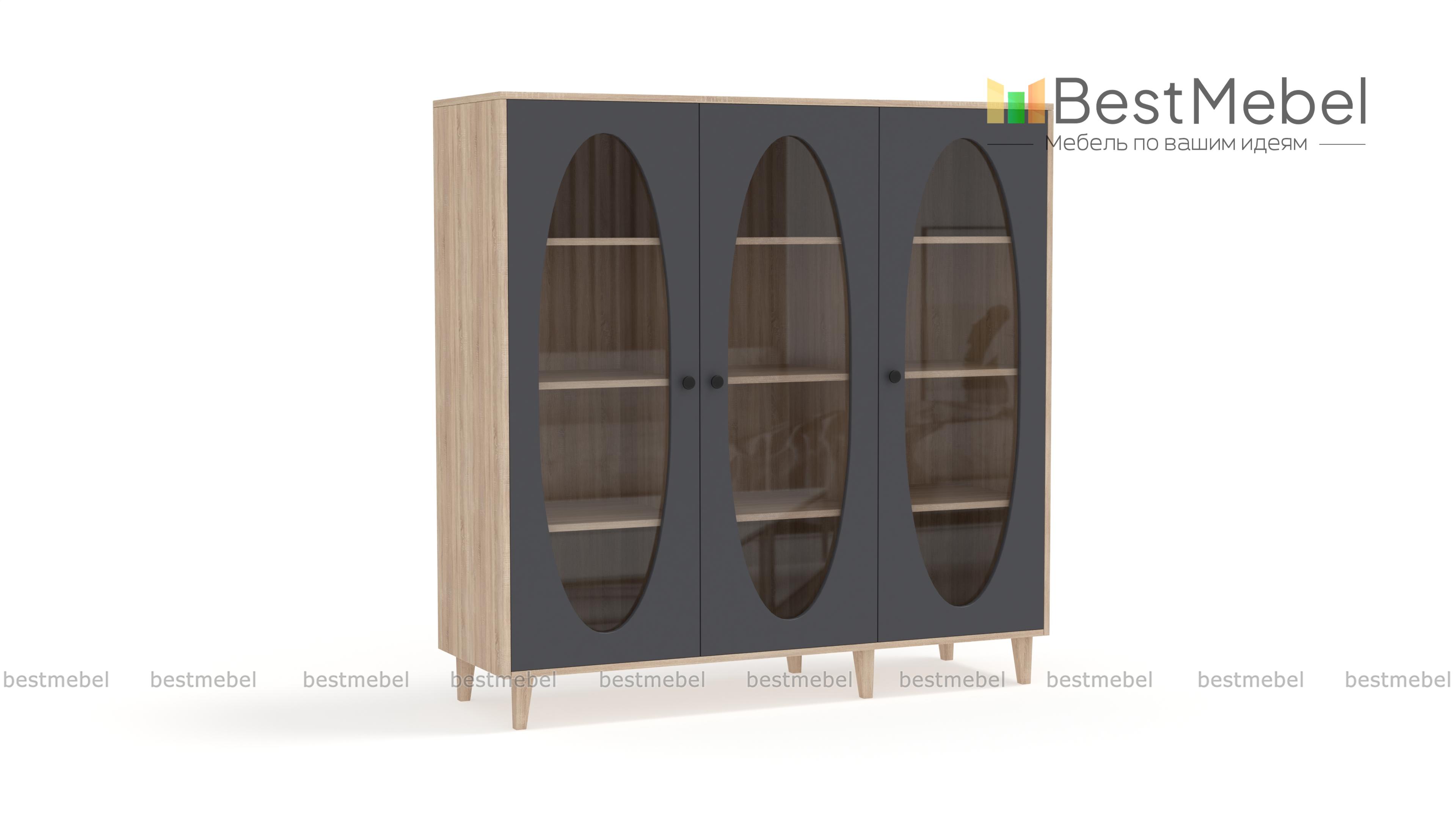 Шкаф книжный Брукс 3 BMS - Фото