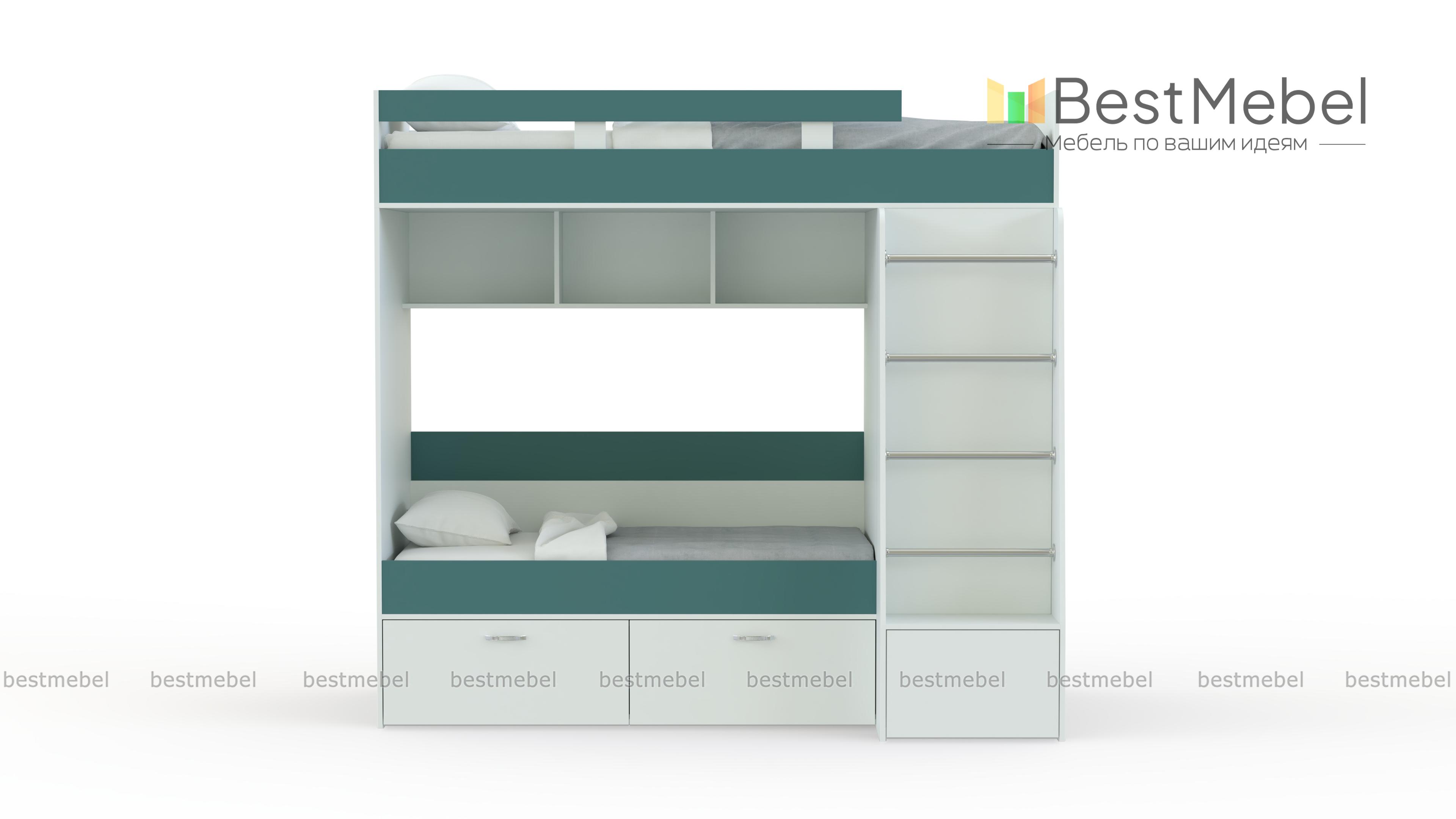 Двухъярусная кровать Белла 6 со шкафом BMS - Фото