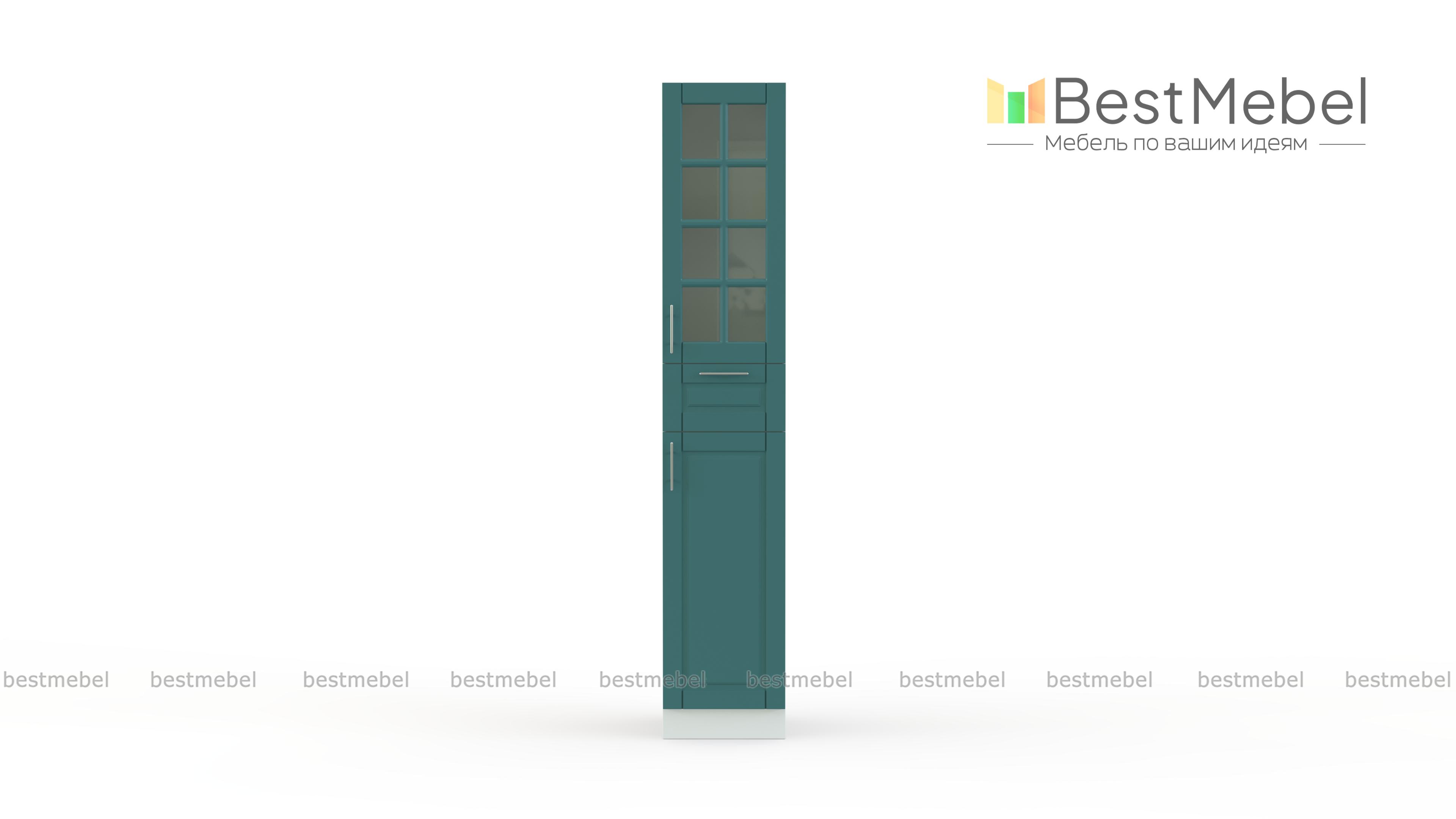 Шкаф-пенал 2 двери 1 ящик со стеклом Палермо BMS - Фото