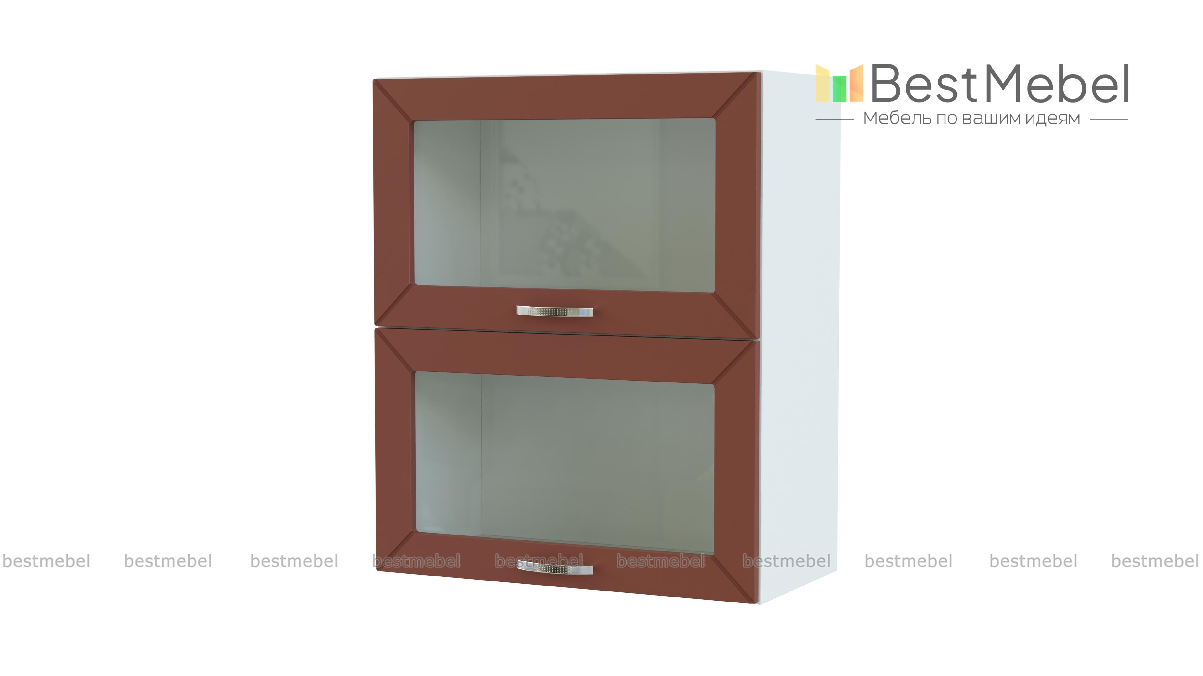 Шкаф антресольный 2 двери со стеклом Агава BMS - Фото